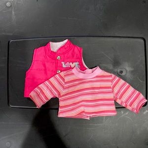 American Girl Matching Long Sleeve and Pink Vest Set